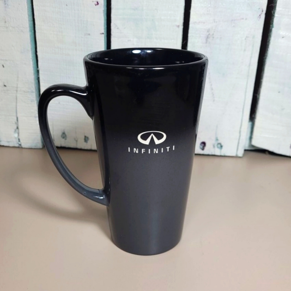 INFINITI Luxury Cars Coffee Mug Cup Tall Ceramic Black Grey Advertising Vehicle